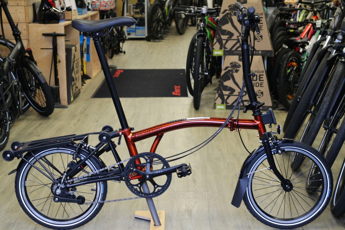 Brompton Red Rack Brompton C Line Explore Mid + Rack - Flame Lacquer 2023 Folding Bike ...