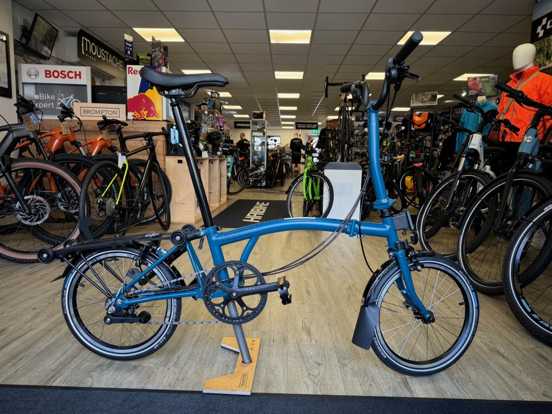 Brompton C Line Explore Mid + Rack - Ocean Blue 2024 Folding Bike ...