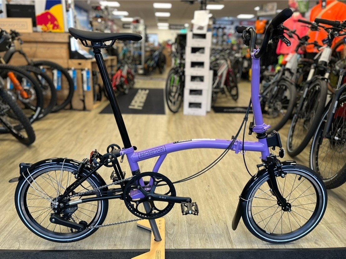 Brompton P Line Urban Mid - 4 Speed - Pop Lilac Matt 2024 Folding Bike, Damian Harris Cycles
