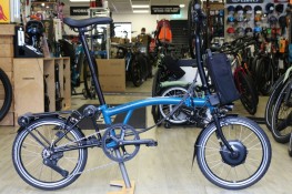 Brompton Electric C Line Explore Mid + Rack - 12 Speed - Ocean Blue 2024 Folding Bike Folding Bike