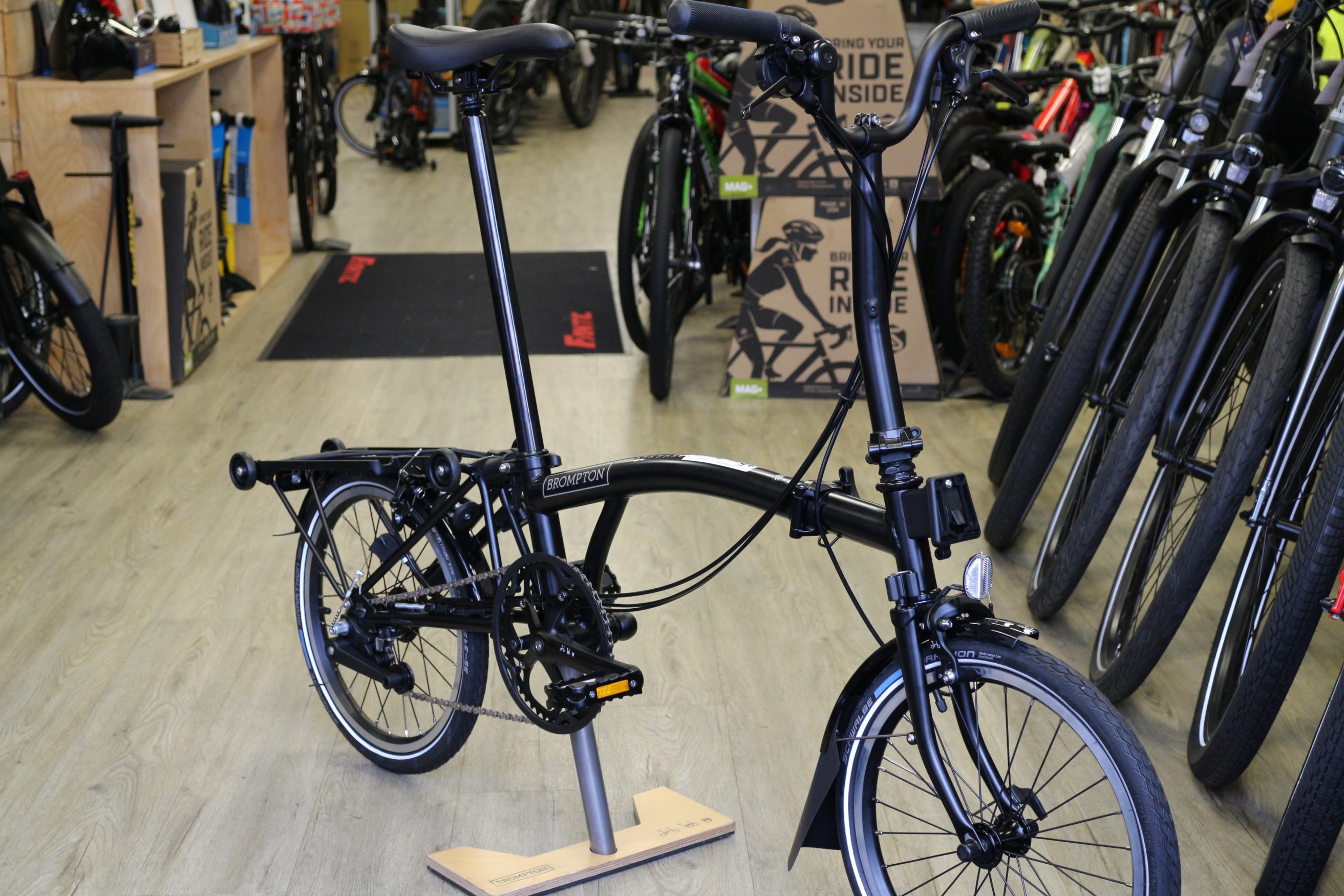 Brompton C Line Explore Mid + Rack - Black 2025 Folding Bike