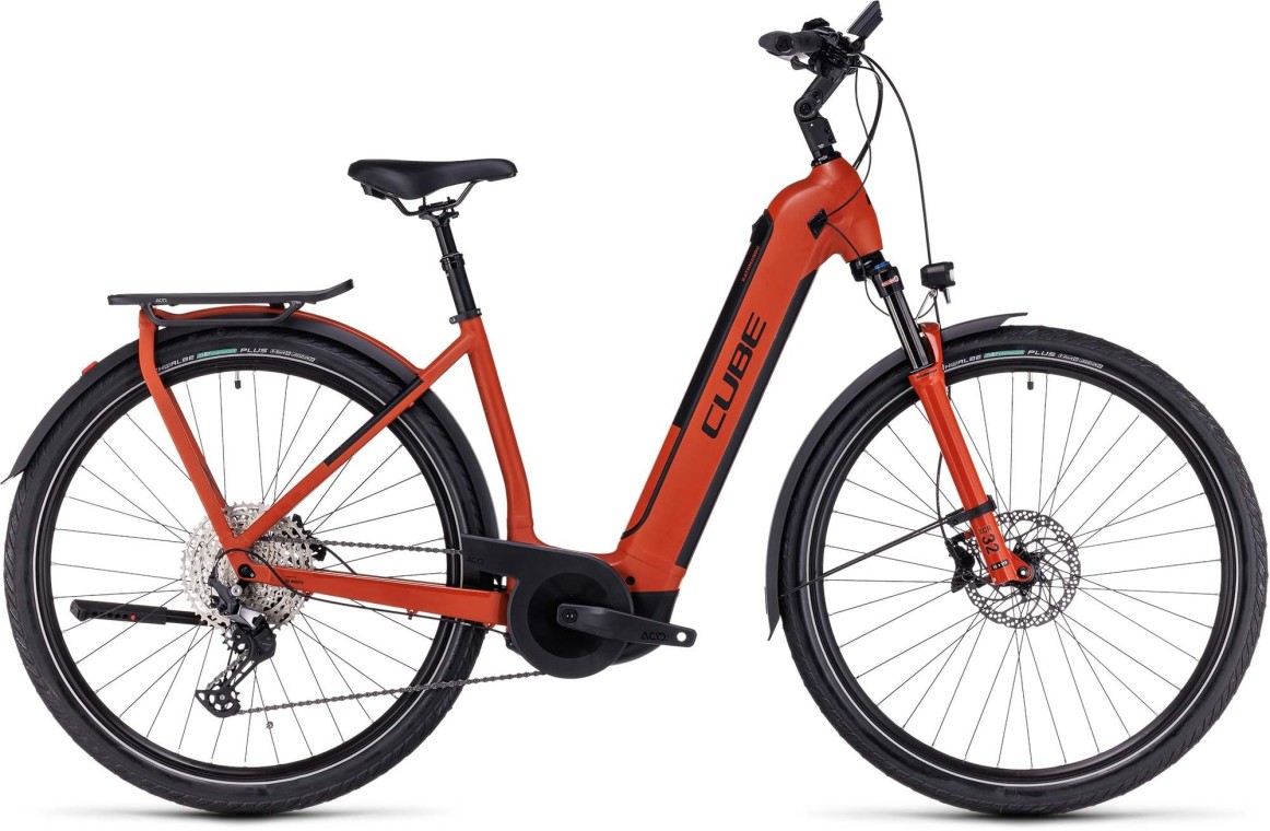 Cube Kathmandu Hybrid EXC 750 EE Electric Hybrid Bike, Red & Black 2023