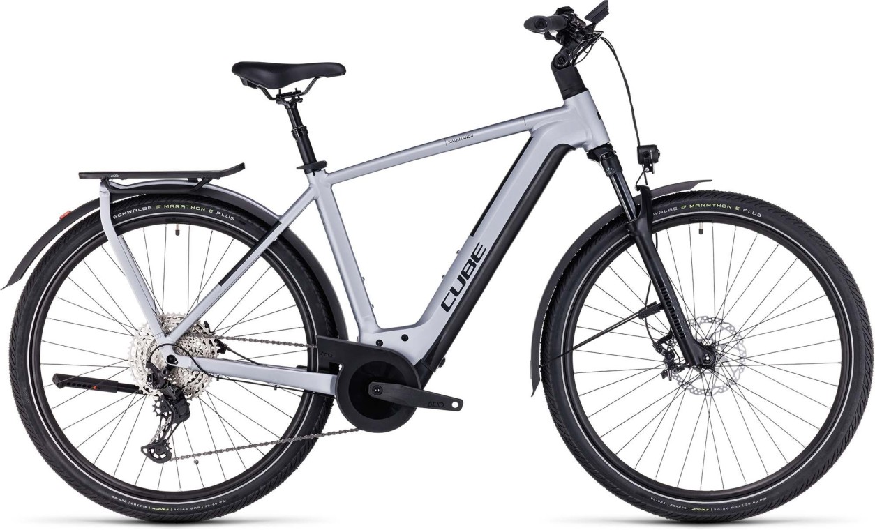 Cube Kathmandu Hybrid SLX 750 Electric Hybrid Bike, Polar Silver & Black 2024