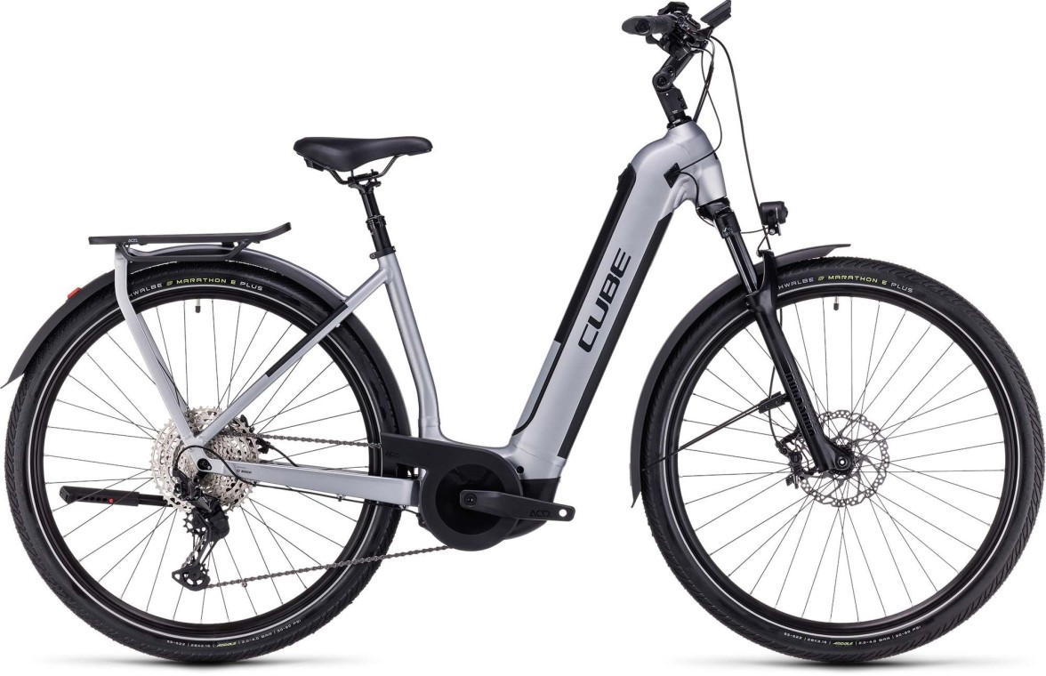 Cube Kathmandu Hybrid SLX 750 EE Electric Hybrid Bike, Polar Silver & Black 2023