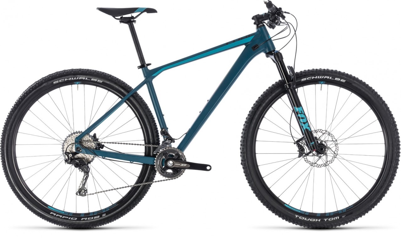 dark blue mountain bike