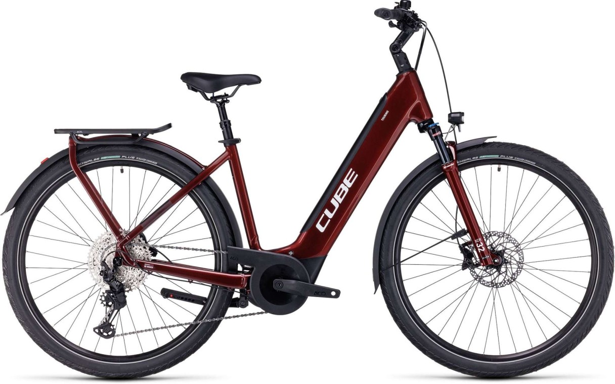 Cube Touring Hybrid EXC 625 EE Electric Hybrid Bike, Red & White 2023