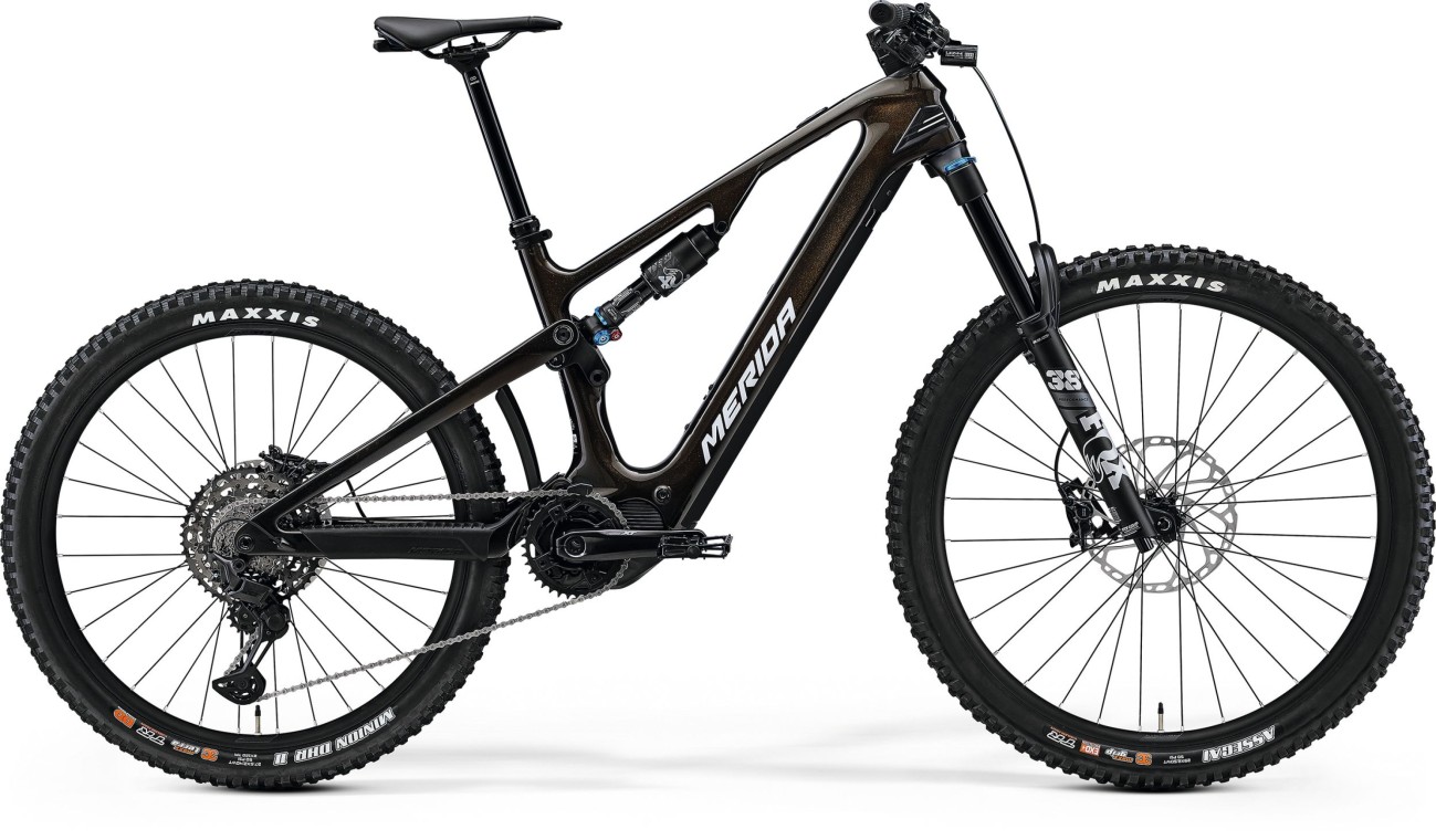 Merida EOne-Sixty 7000 Electric Carbon Mountain Bike, Gold Silver 2025