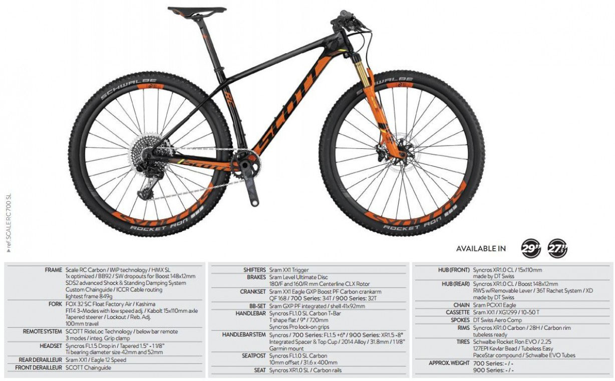 black and orange scott mountain bike