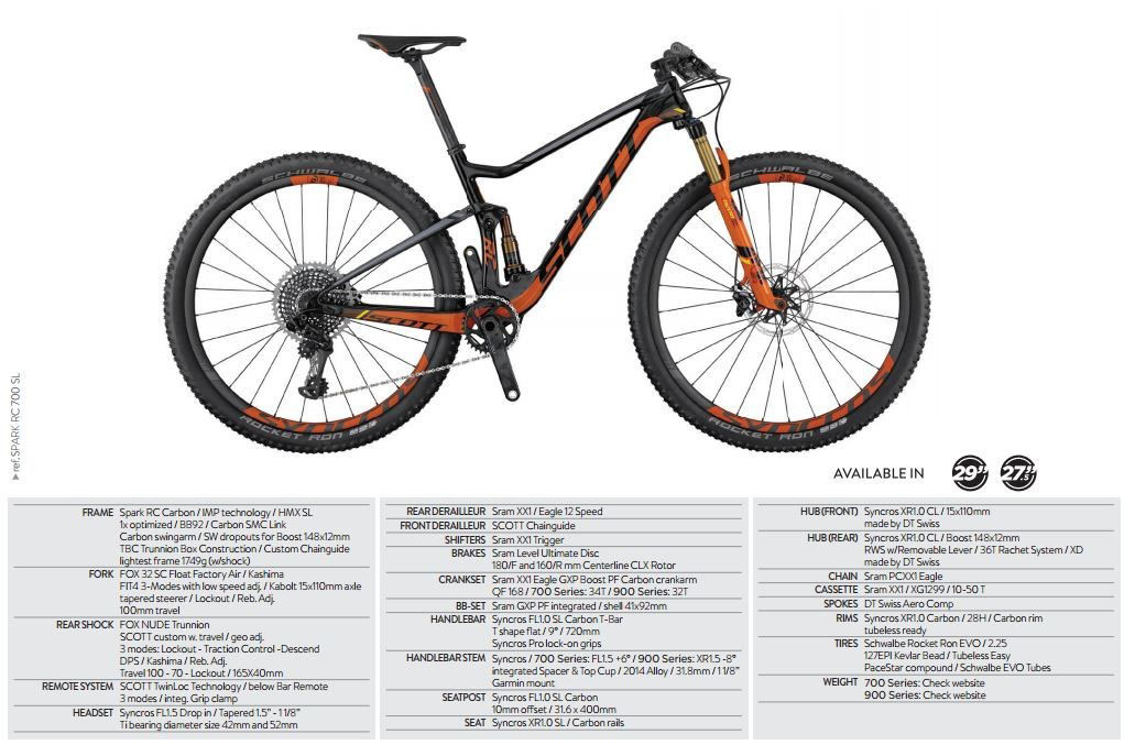 scott spark 2017 specs